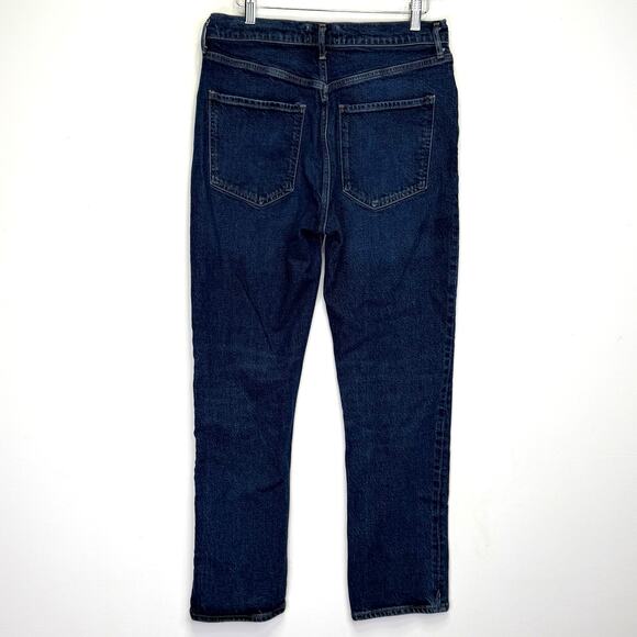 AGOLDE Riley Long Jeans High Rise Straight Leg Divided Blue 30 Blue Button Fly - Picture 6 of 10